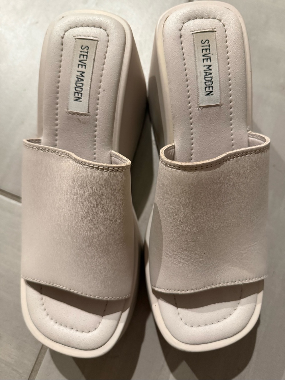 Steve Madden Blush Cream Open-Toe Slide Mules